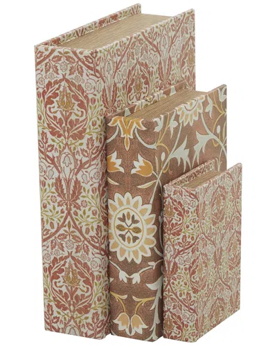 Peyton Lane Set Of 3 Traditional Rectangle Faux Leather Box In Brown