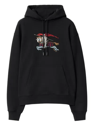 Burberry Equestrian Knight-embroidered Hoodie In Black