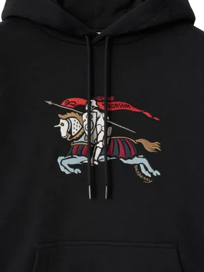 Burberry Equestrian Knight-embroidered Hoodie In Black