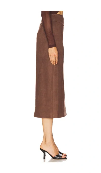 Bardot Dante Vegan Suede Midi Skirt Chocolate In Brown