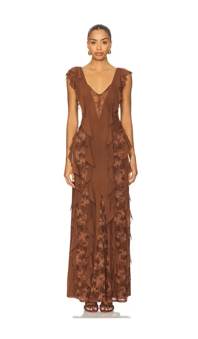 Afrm Trista Dress In Brown