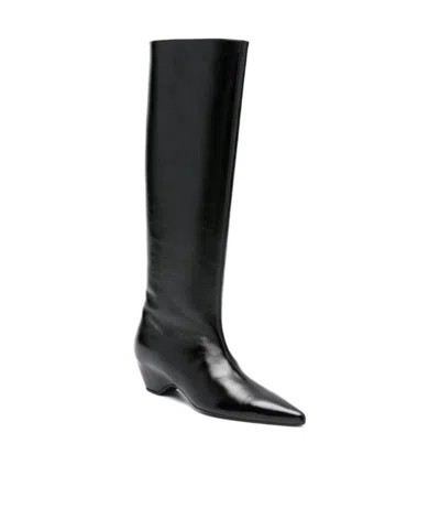 Khaite 30mm Sybil Leather Knee-high Boots In Black