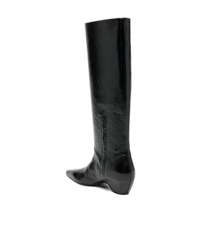 Khaite 30mm Sybil Leather Knee-high Boots In Black