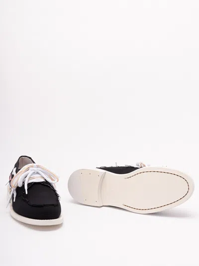 Dsquared2 D2 X Magliano Black Loafers With Logo Patch On The Side And Front Laces In Cotton Man In Black