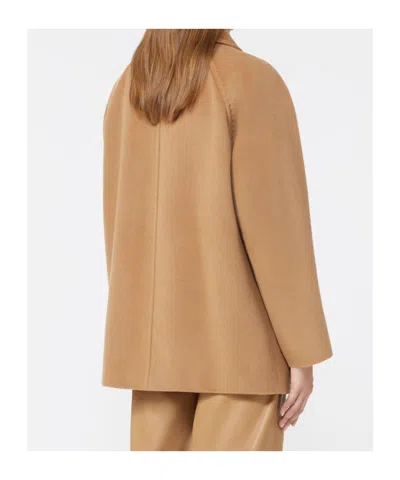 Max Mara Double-breasted Wool Pea Coat In Brown