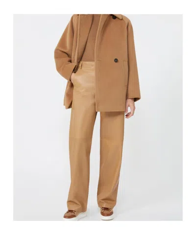 Max Mara Double-breasted Wool Pea Coat In Brown