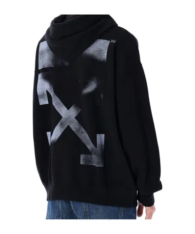 Off-white Hooded Sweatshirt Featuring Graphic Print In Black