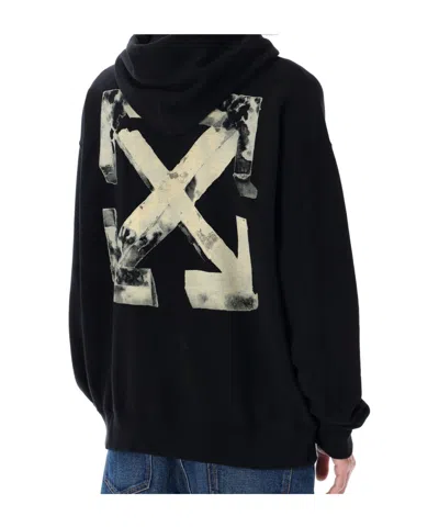 Off-white Black Skate Cloudy Arrow Hoodie In Animal Print