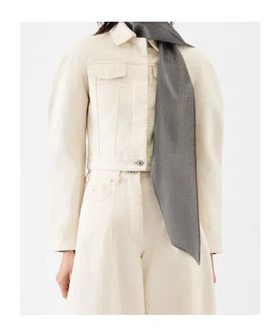 Jacquemus Cropped Denim Jacket Flap Pockets In Neutral