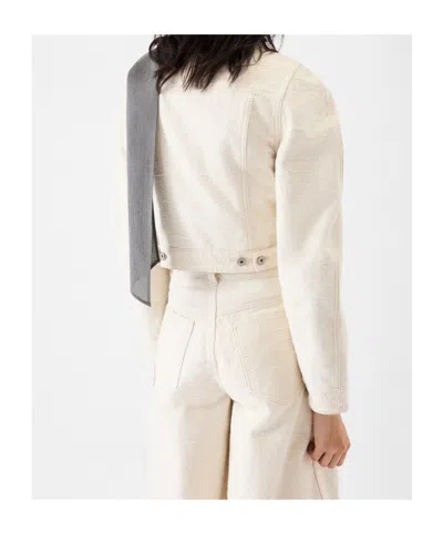 Jacquemus Cropped Denim Jacket Flap Pockets In Neutral