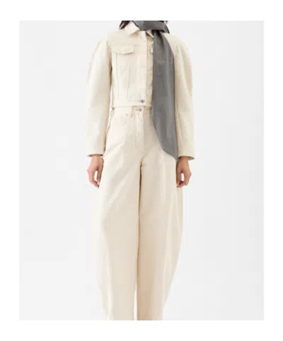 Jacquemus Cropped Denim Jacket Flap Pockets In Neutral