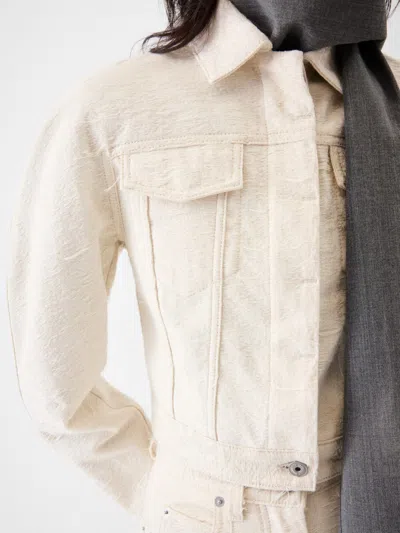 Jacquemus Cropped Denim Jacket Flap Pockets In Neutral