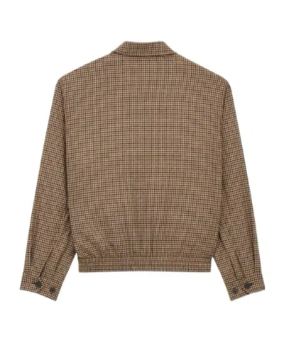 Saint Laurent Padded Jacket In Puppytooth In Brown