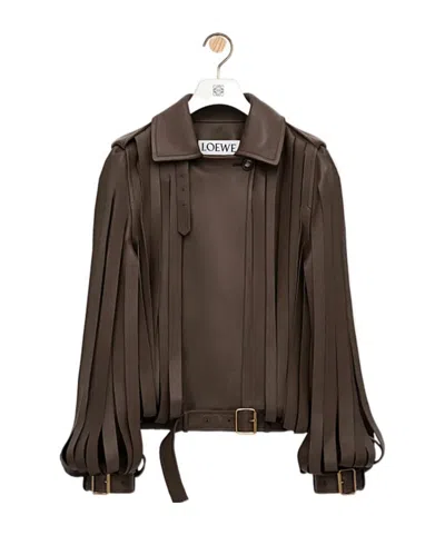 Loewe Layered Double-breasted Jacket In Brown