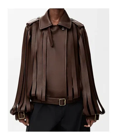Loewe Layered Double-breasted Jacket In Brown