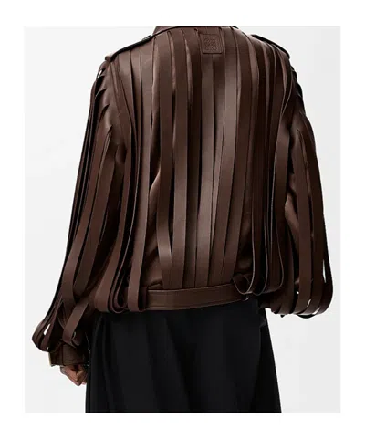 Loewe Layered Double-breasted Jacket In Brown