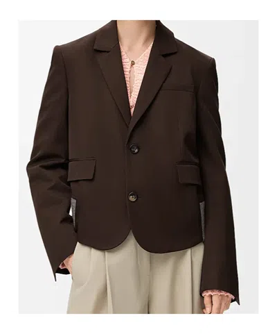Loewe Wool Tailored Jacket In Brown