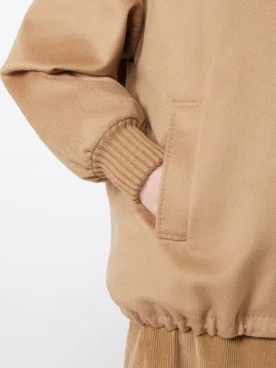 Max Mara Wool Drap Sweatshirt Coats Beige In Brown