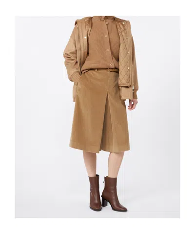 Max Mara Wool Drap Sweatshirt Coats Beige In Brown