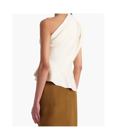 Khaite Aimee Asymmetric One-shoulder Wool-blend Peplum Top In White
