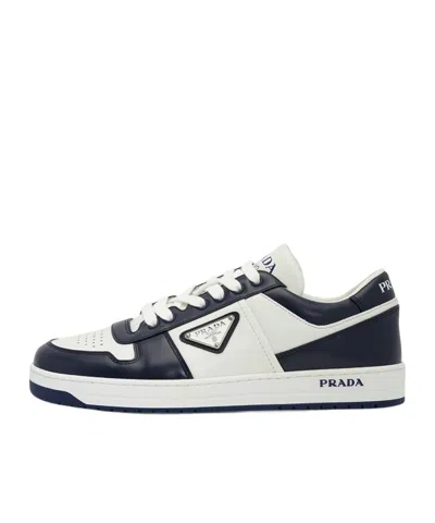 Prada White/black Leather Sneaker Downtown In White