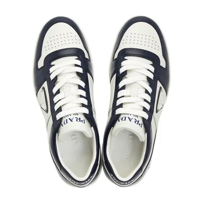 Prada White/black Leather Sneaker Downtown In White