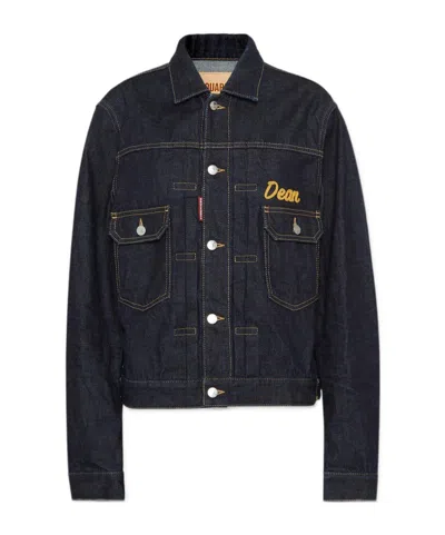 Dsquared2 Embroidered Denim Jacket In Blue