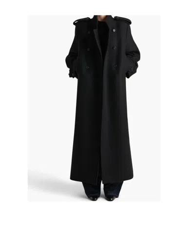 Khaite Donna Oversized Double-breasted Wool Coat In Black