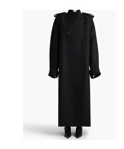Khaite Donna Oversized Double-breasted Wool Coat In Black