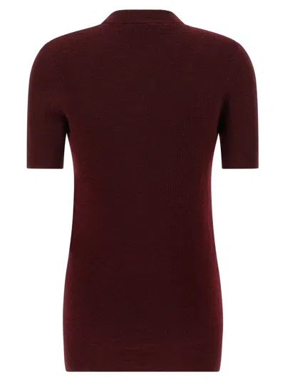 Prada Openwork Motif Wool Sweater With Pendants In Burgundy
