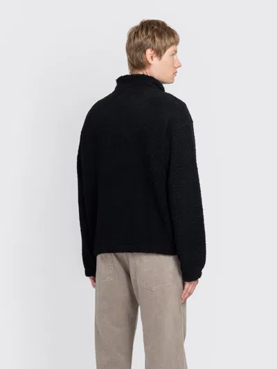 Mfpen Common Half Zip Sweater Black Fuzzy Recycled Fleece In Black