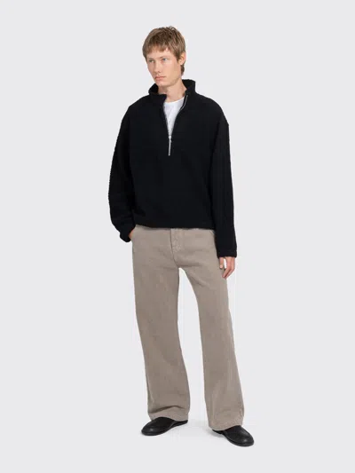 Mfpen Common Half Zip Sweater Black Fuzzy Recycled Fleece In Black