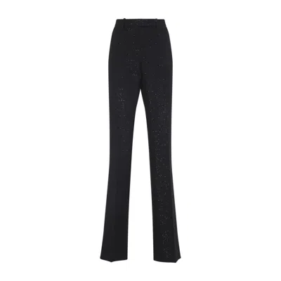 Tom Ford Sequined Wool Blend Crepe Tailored Straight Pants In Black