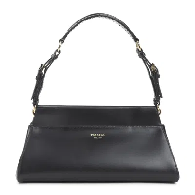 Prada Chic Top Handle Shoulder Bag With Gold Hardware In Black