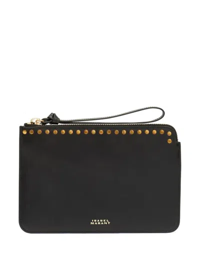 Isabel Marant Studded Wrist Strap Flat Clutch Bag In Black