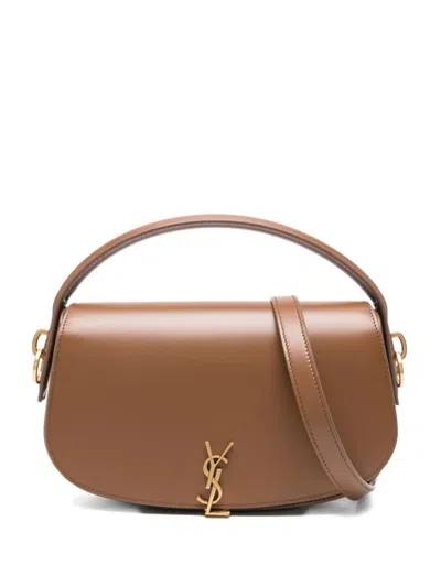 Saint Laurent Voltaire Cross-body Bag Adjustable Strap Top Handle In Brown