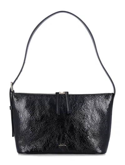 Apc Vera Textured Shoulder Bag With Adjustable Strap In Black