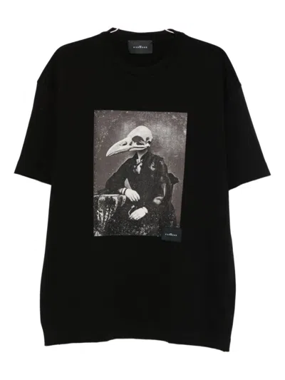 John Richmond Graphically Styled Black Crew Neck T-shirt In Black