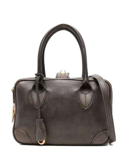 Golden Goose Structured Rectangular Shoulder Bag With Gold-tone Hardware In Brown