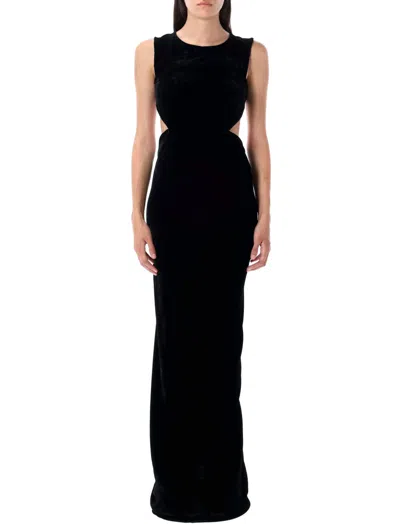 Rick Owens Open Back Gown Dress In Black