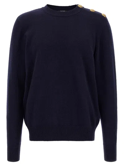 Balmain Classic Crew Neck Sweater In Blue