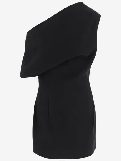 Jacquemus One Shoulder Mini Dress With Asymmetric Neckline In Black