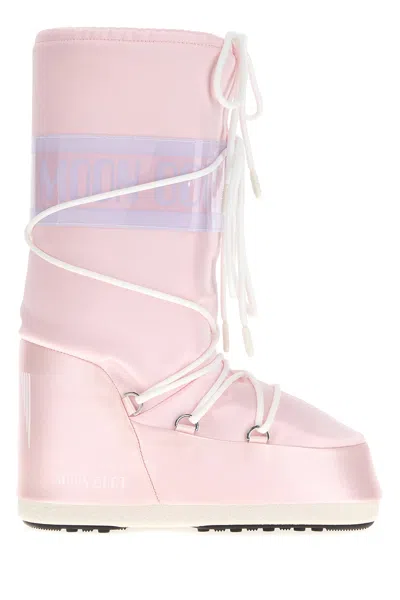 Moon Boot Lace-up Boots With Icon Logo Print In Pink