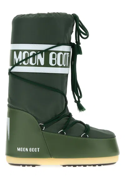 Moon Boot Olive Green Fabric Icon Boots In Green