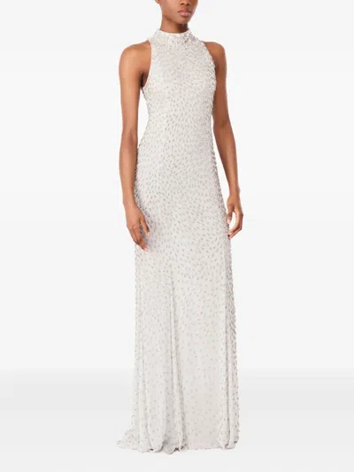 高领缀饰超长连衣裙