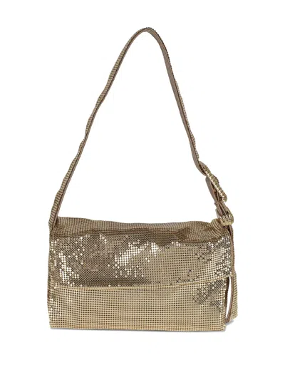 Benedetta Bruzziches Rectangular Soft Shoulder Bag Strap Detail In Gold