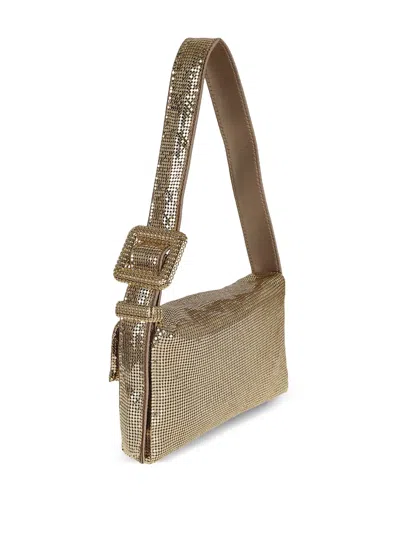 Benedetta Bruzziches Rectangular Soft Shoulder Bag Strap Detail In Gold