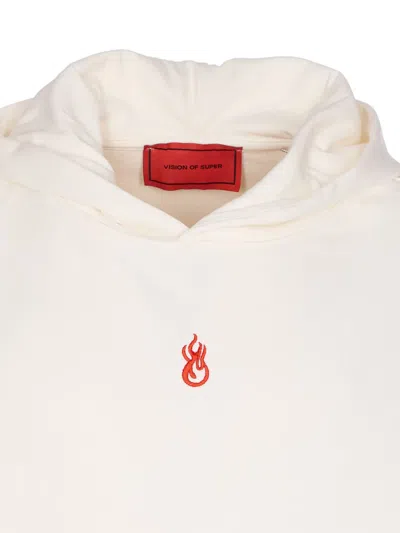 Vision Of Super Hoodie With Embroidered Flame In White