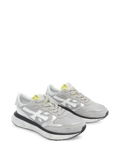Premiata Suede Sneakers With Rubber Sole And Mesh In Gray