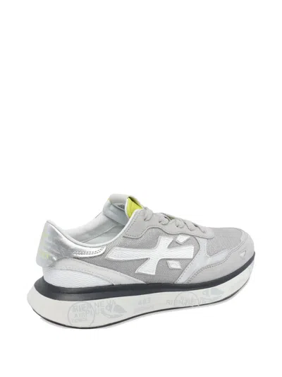 Premiata Suede Sneakers With Rubber Sole And Mesh In Gray